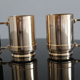 Pair of art deco bronze beer mugs France, 1940s, signed Bronze Star