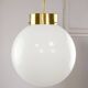 Big Mid-Century Italian Opaline & Brass Globe Pendant Lamp