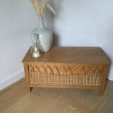 Vintage wood and rattan chest