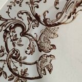 4 assiettes plates en terre de fer marron à décor d'oiseaux