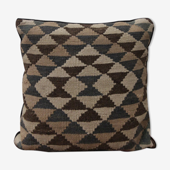 Handmade Flatwoven Kilim Cushion Cover Vintage Turkish Scatter Pillow