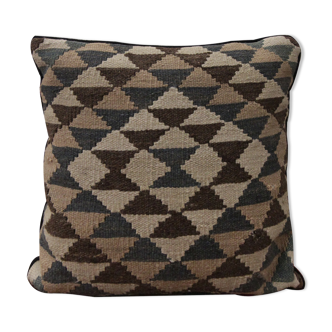 Handmade Flatwoven Kilim Cushion Cover Vintage Turkish Scatter Pillow