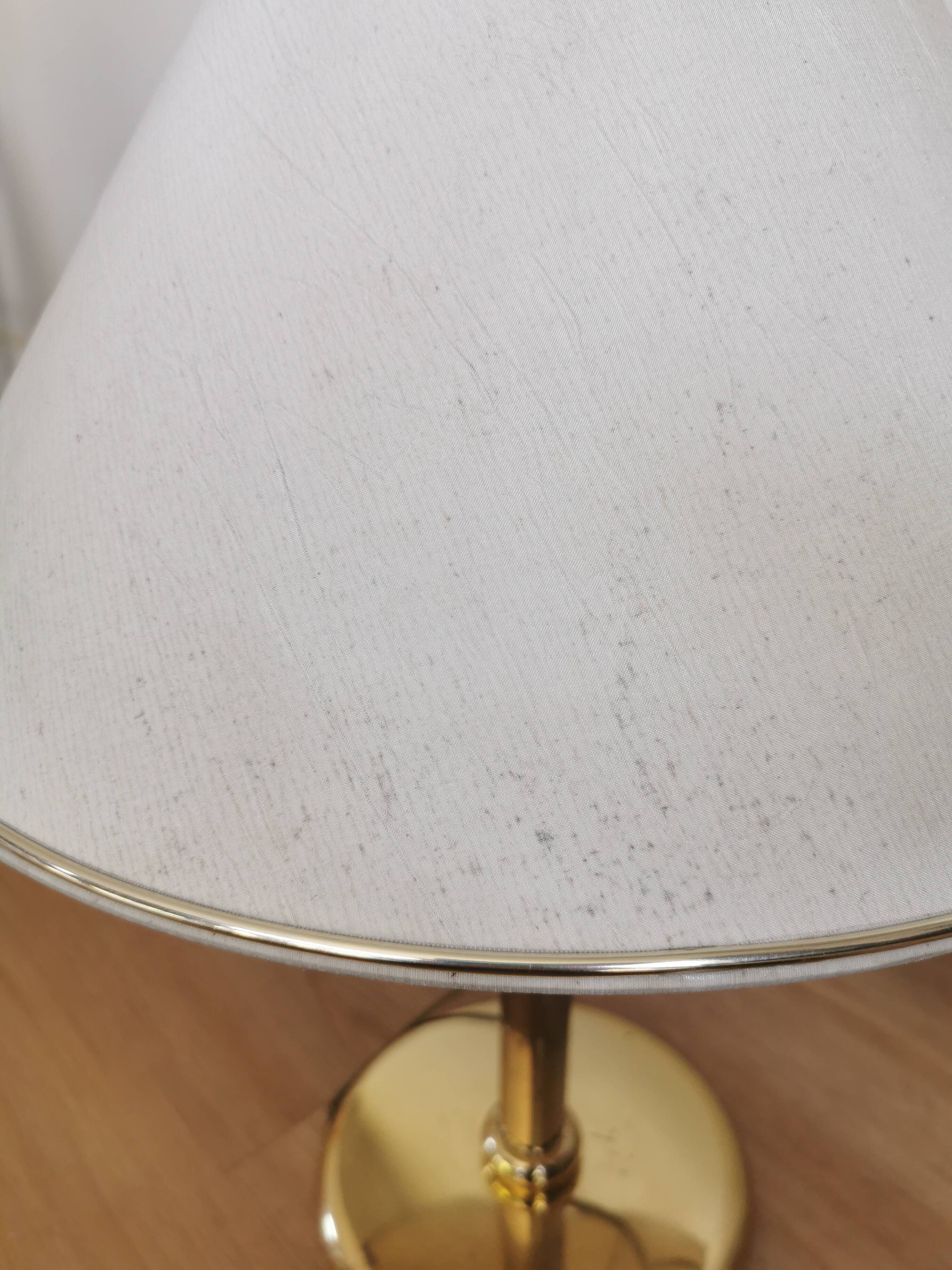Vintage Brass Table Lamp with Fabric Shade, Mid-Century Bedside Light