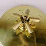 Midcentury crystal and brass ceiling lamp by Orrefors, Carl Fagerlund, 1970s, Sweden.