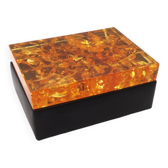 Rare Mid Century Amber Resin Jewelry box