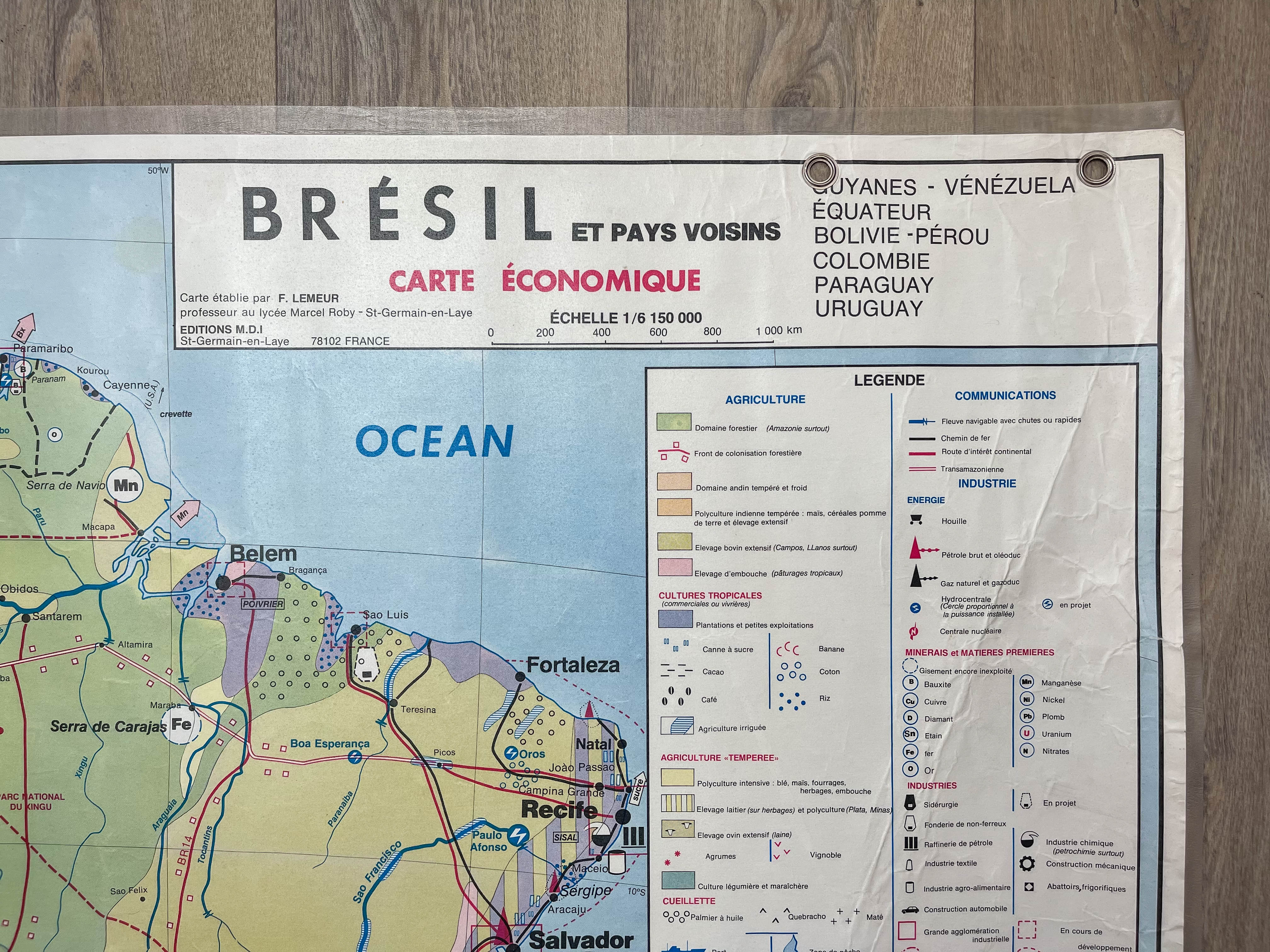 School map brazil vintage mdi year 1978