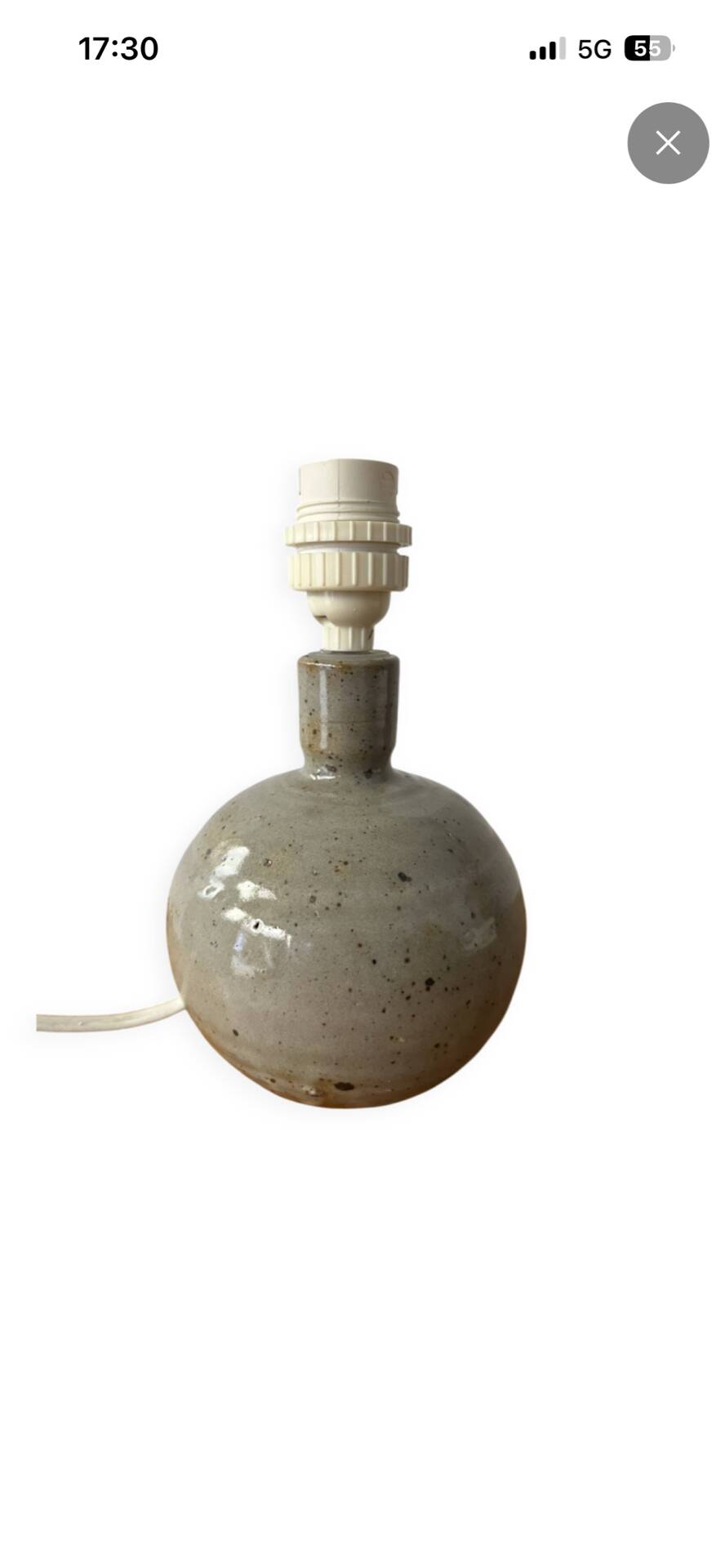 Lampe vintage en grès et abat-jour laine