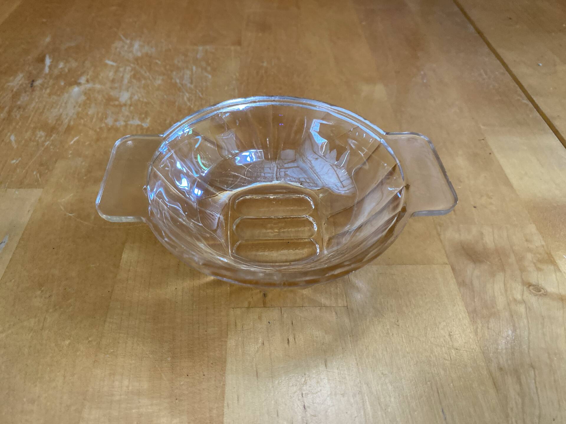 Series 9 Antique Bowls Moulded Glass Amber Iridescent Vintage #E077