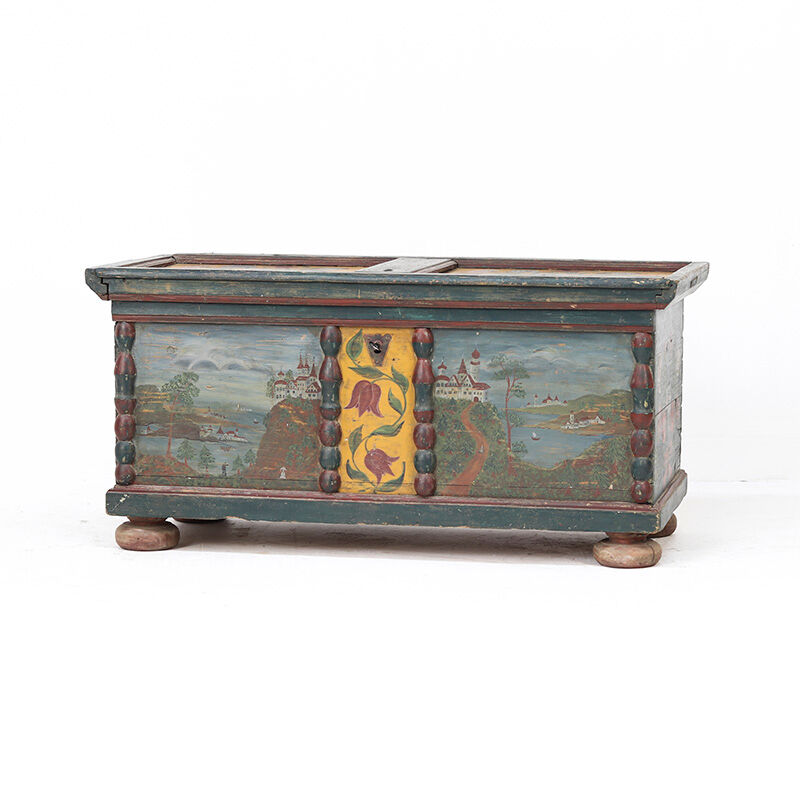 Large Rustic Farmhouse Romantic Folk Art Bridal Chest