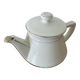 Antique Aluminite Teapot FRUGIER White & Silver Ceramic Vintage