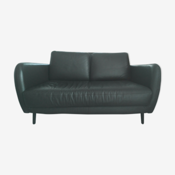 Real leather two-seater sofa