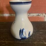 Antique DELFT Vase White Ceramic Blue Decor Vintage Mill #D573