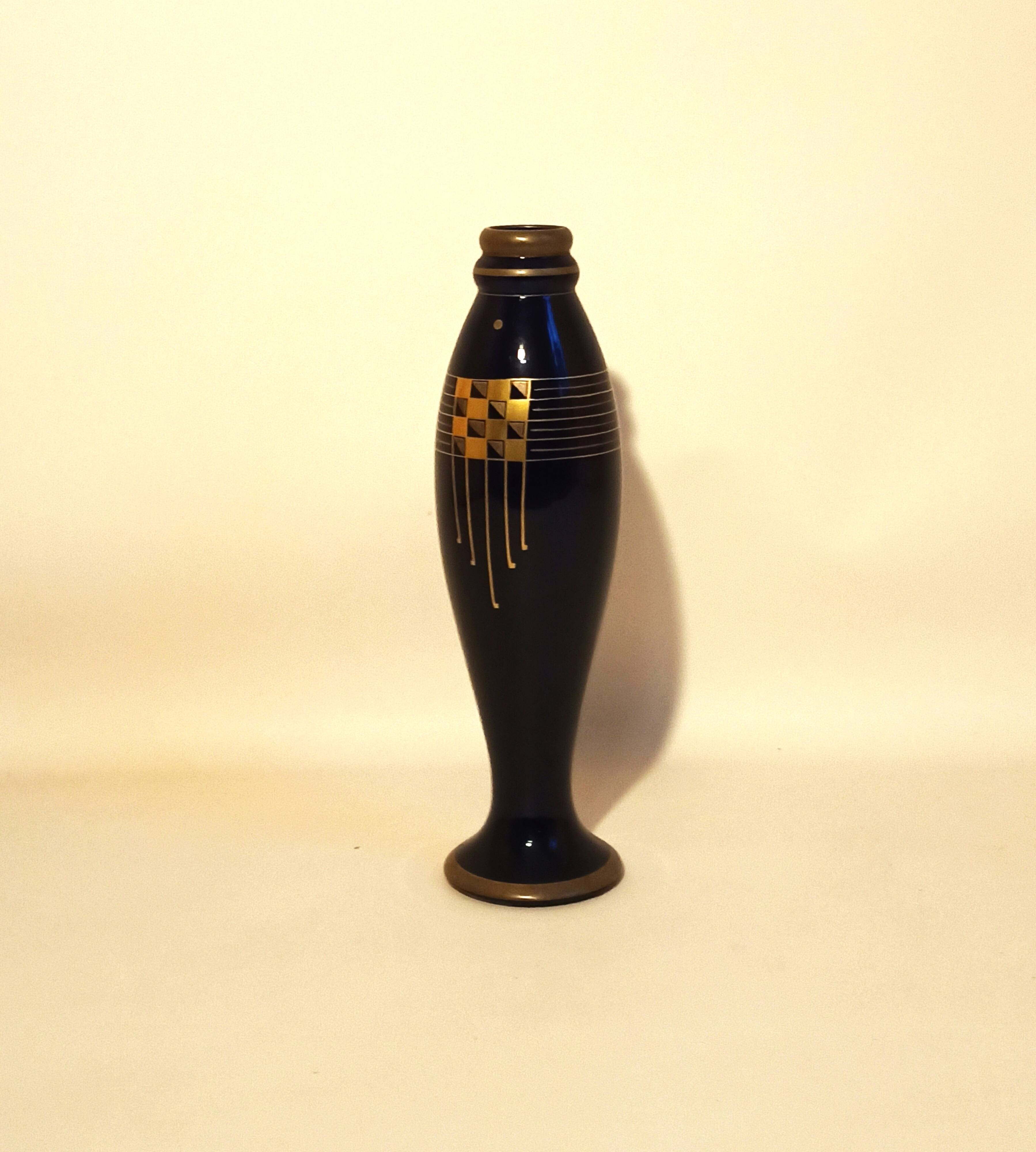 Soliflore Pinon Heuzé blue and gold Height 42 cm