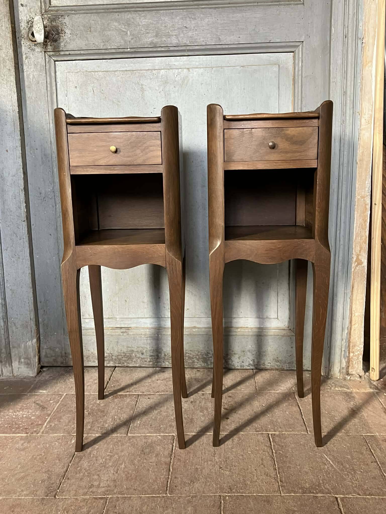 Wooden bedside table, vintage nightstand, side table.
