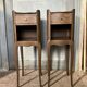 Wooden bedside table, vintage nightstand, side table.