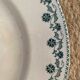 Old flat plates in red, green and blue gray.