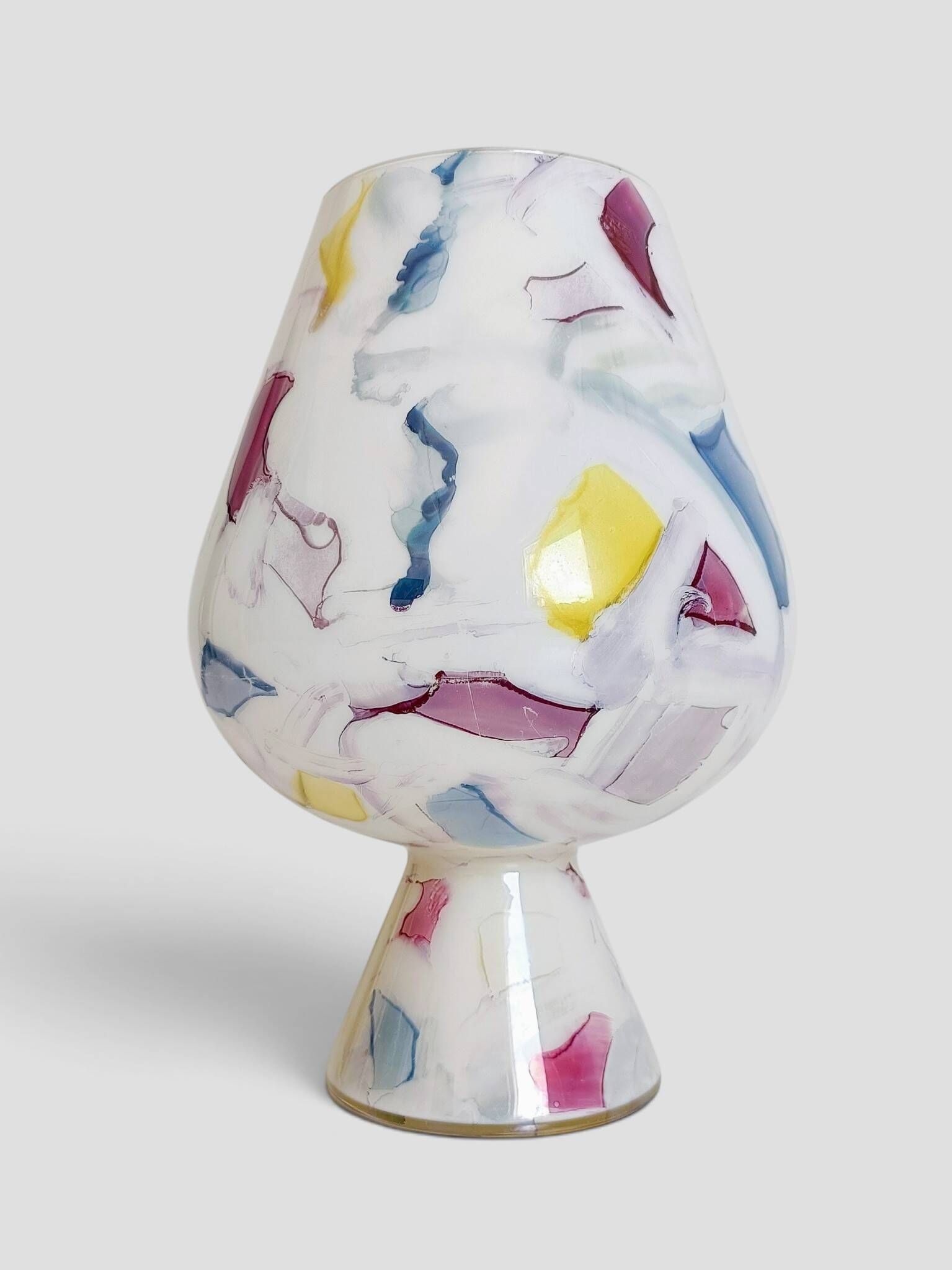 Postmodern Italian Murano Art Glass Chalice, Abstract Decoration, 1980s