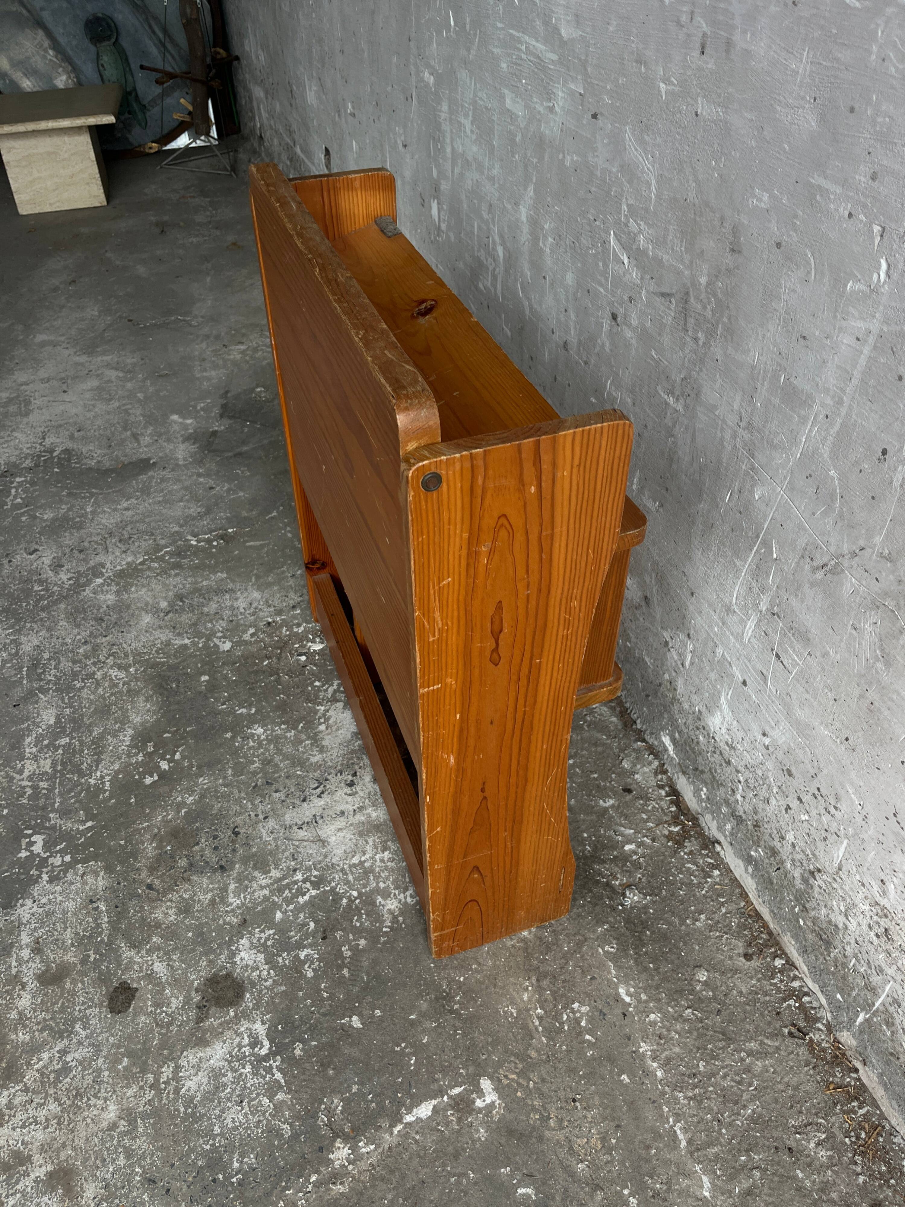 Vintage wooden folding school desk with bench – 1960s