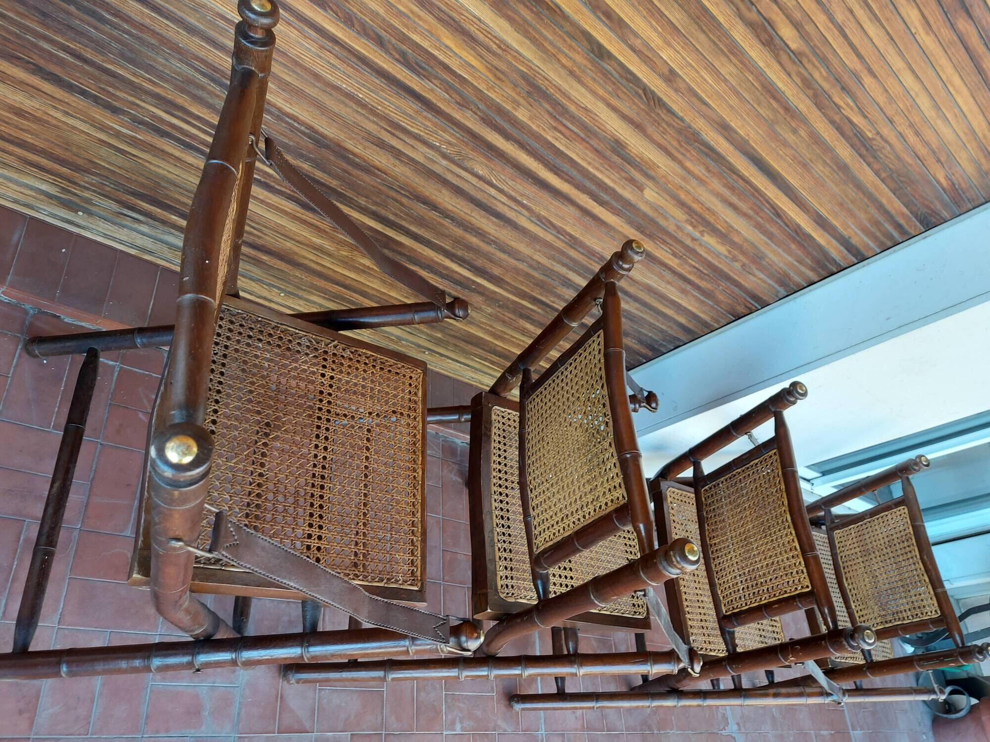 Set of 4 folding chairs old colonial style