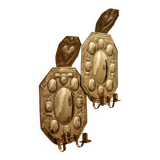 Pair of Large Early-Century Sweden Brass Sconces