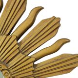 Miroir vintage Sunburst convexe en résine dorée