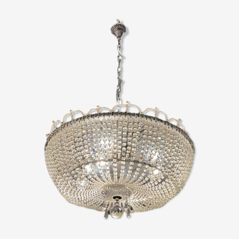 Lustre italien en perles de cristal, années 1960