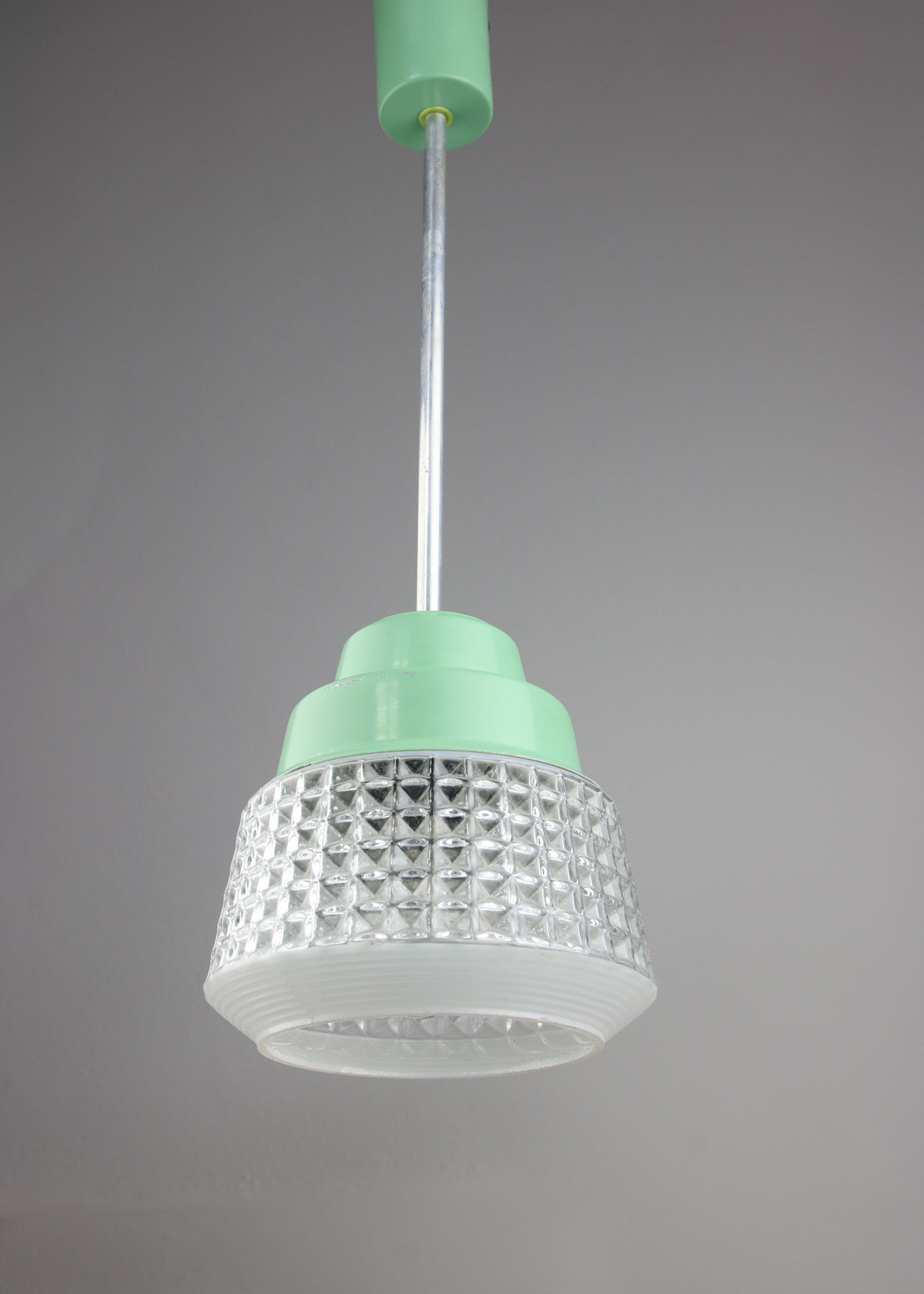 Small Mid-century Turquoise Glass Ceiling Lamp, 60s