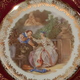 Cendrier ancien en porcelaine d'art de limoges et monture en bronze