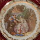 Antique ashtray in Limoges art porcelain and bronze frame