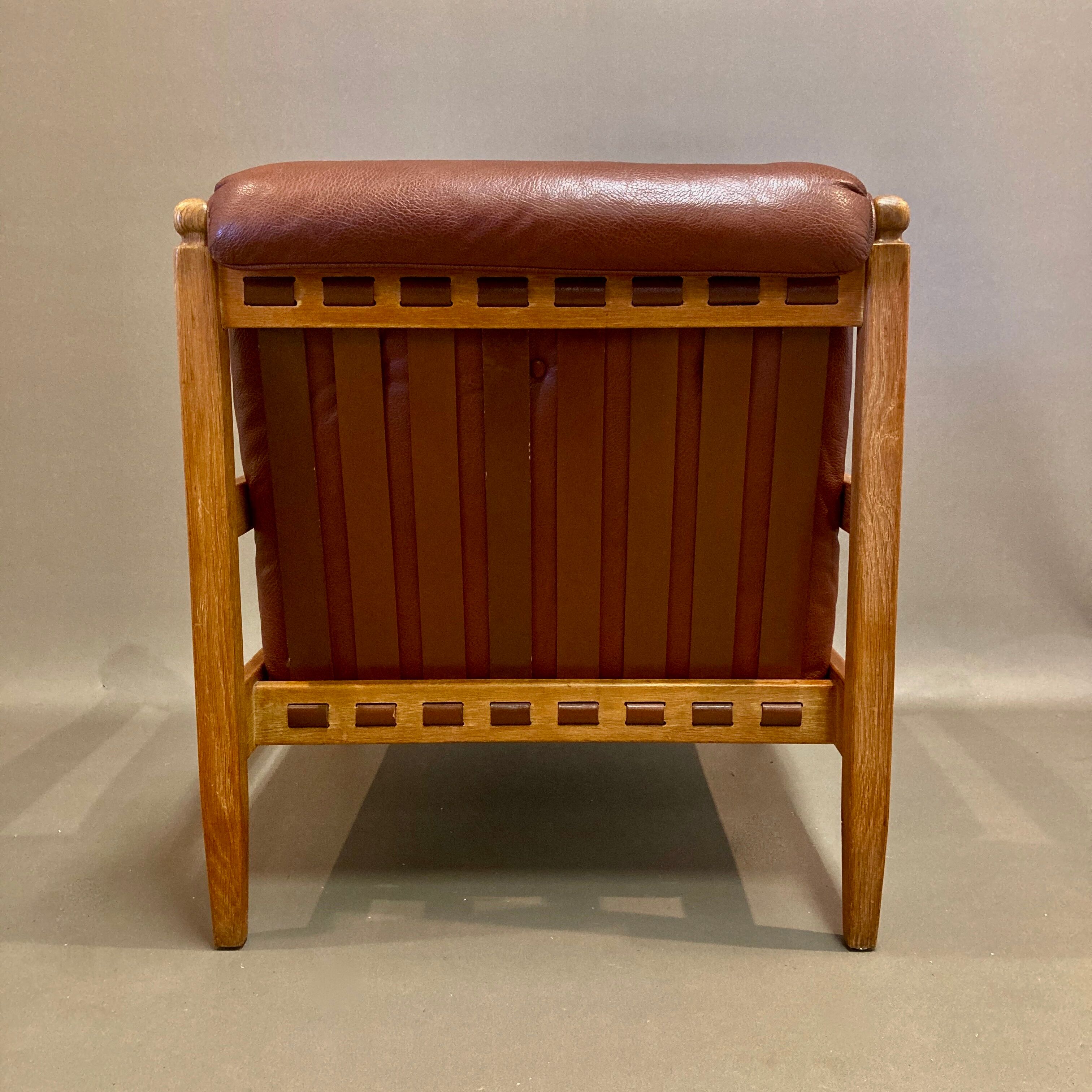 Armchair and its Ottoman leather design 1950.