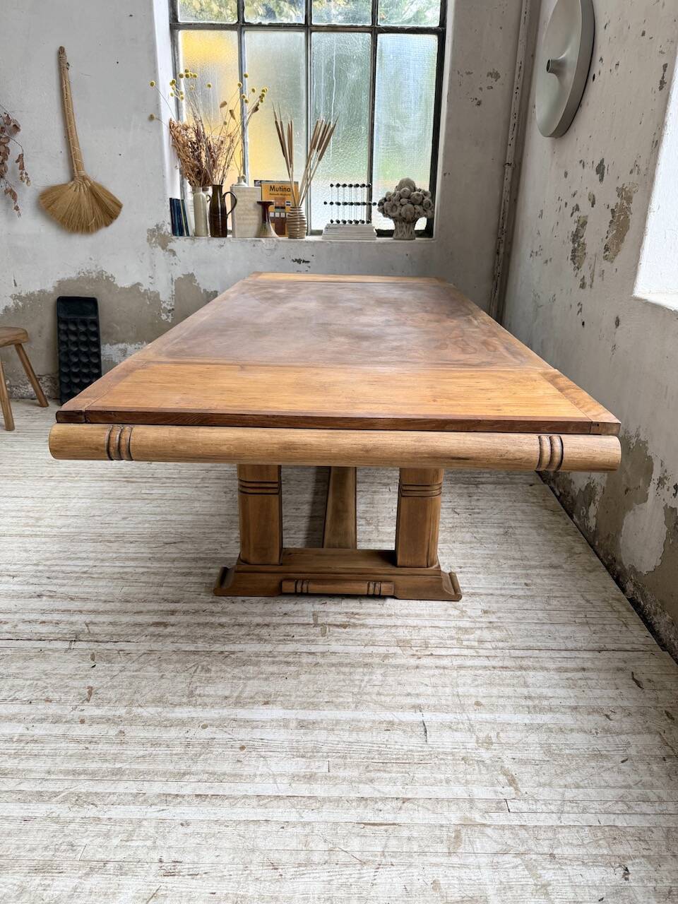 Table de repas chêne 1940 Dudouyt 240cm