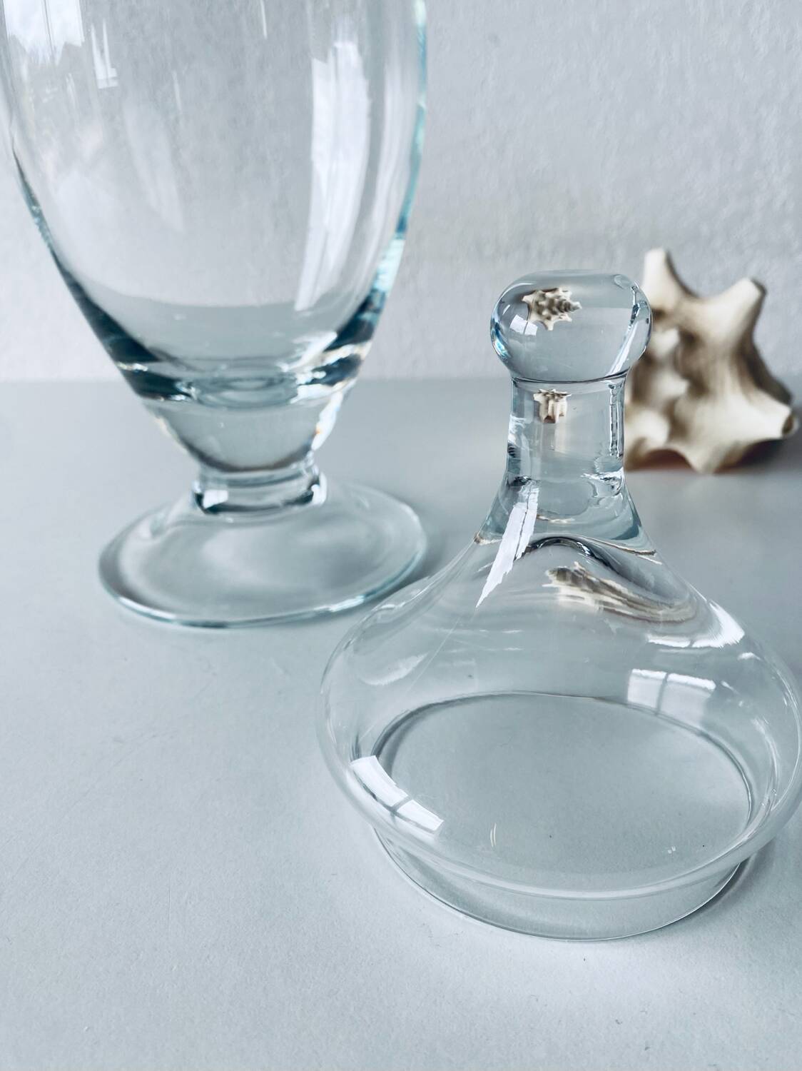 Large apothecary-shaped glass bottle