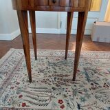 Small bouillotte table - Louis XVI style - white marble top - 3 legs