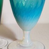 Duo of vintage blown glass soliflores vases