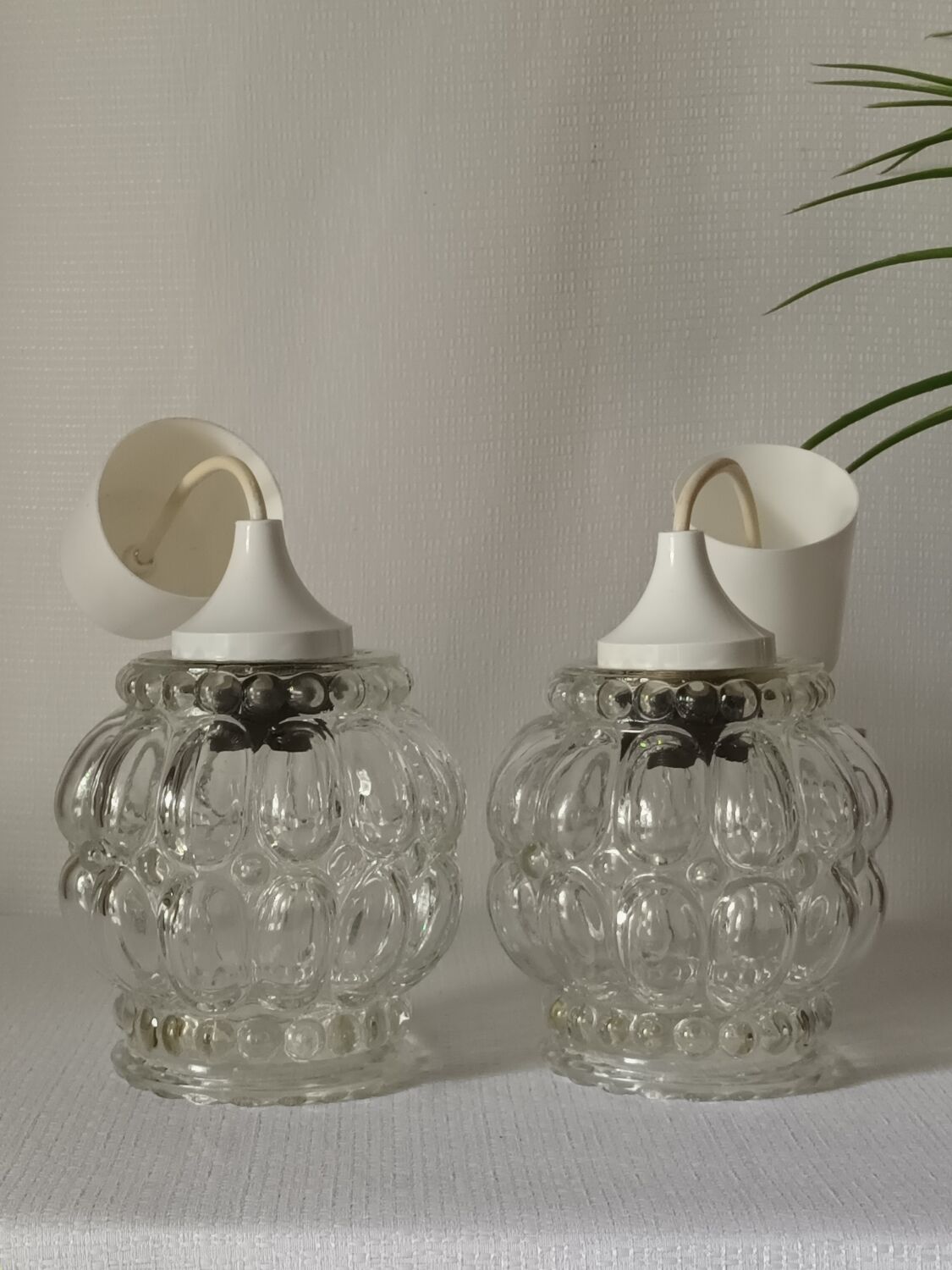 Paire de suspensions verre bulles vintage
