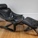 Scandinavian armchair and ottoman Ake Frybiter Kroken Roche Bobois