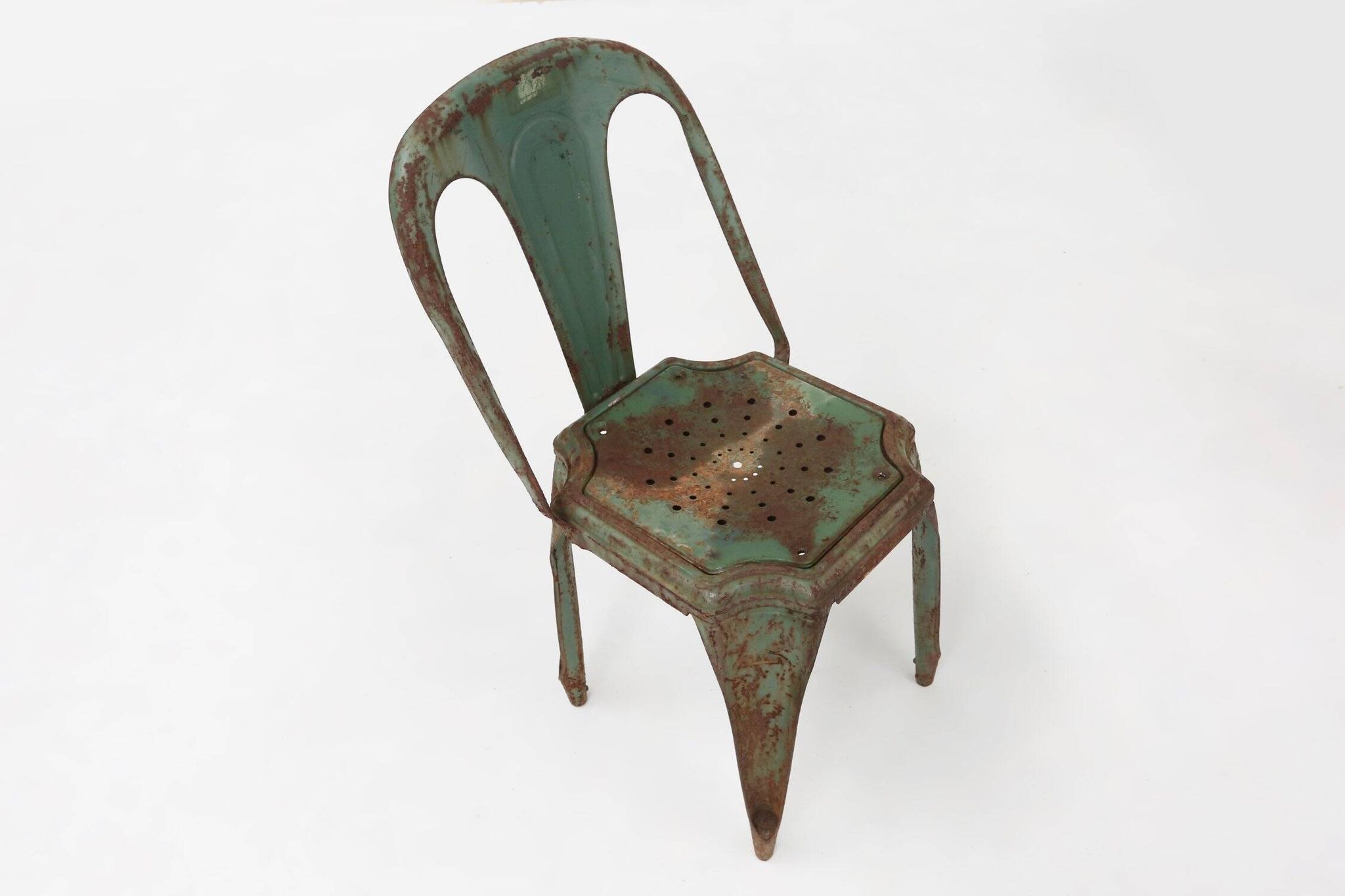 Set of 4 Vintage green Model A Chairs from Tolix, France, 1950s
