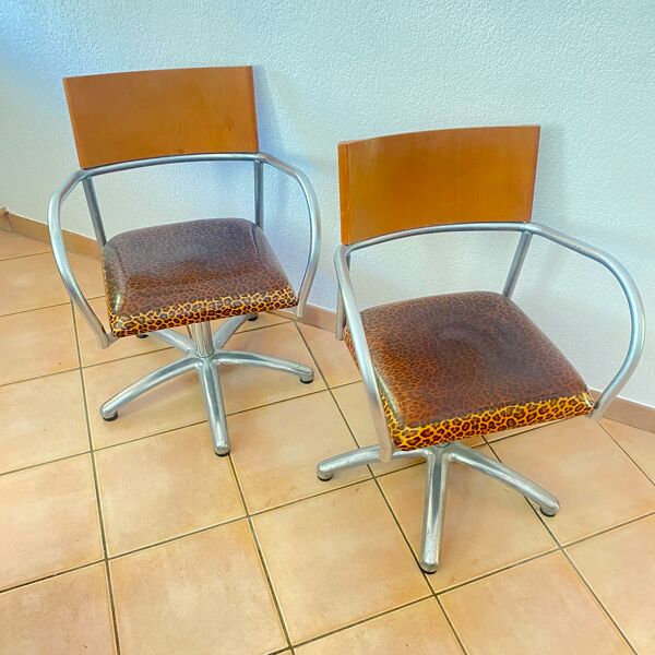 Paire de fauteuils 1980 réglables en hauteur