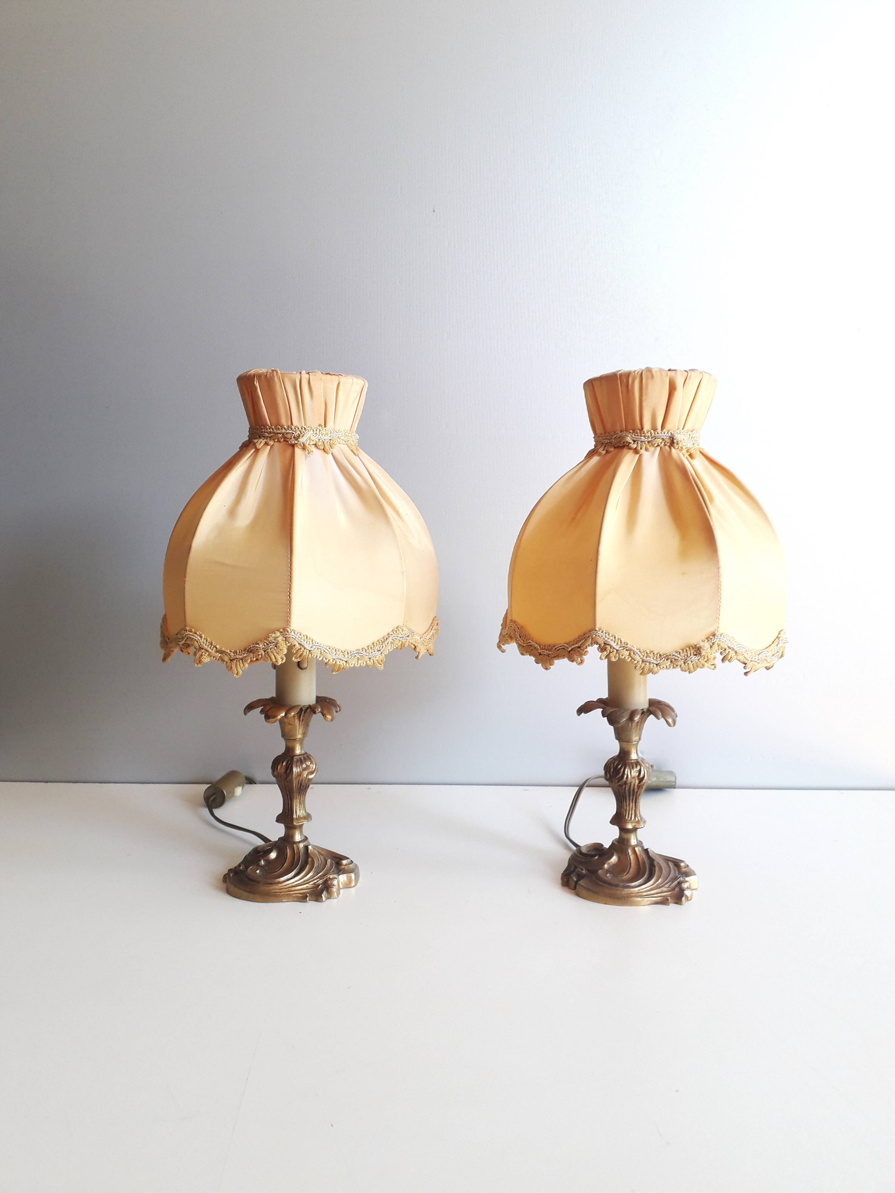 Paire de lampes de chevet/ à poser - bronze doré