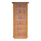 Vintage chest of drawers, Maugrion rattan weekly organizer for Roche Bobois