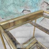 Old rolling coffee table serving vintage brass bar 50s mid-century design