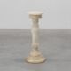 Italian Turned Alabaster Pedestal Column with Carved Leaf Capital