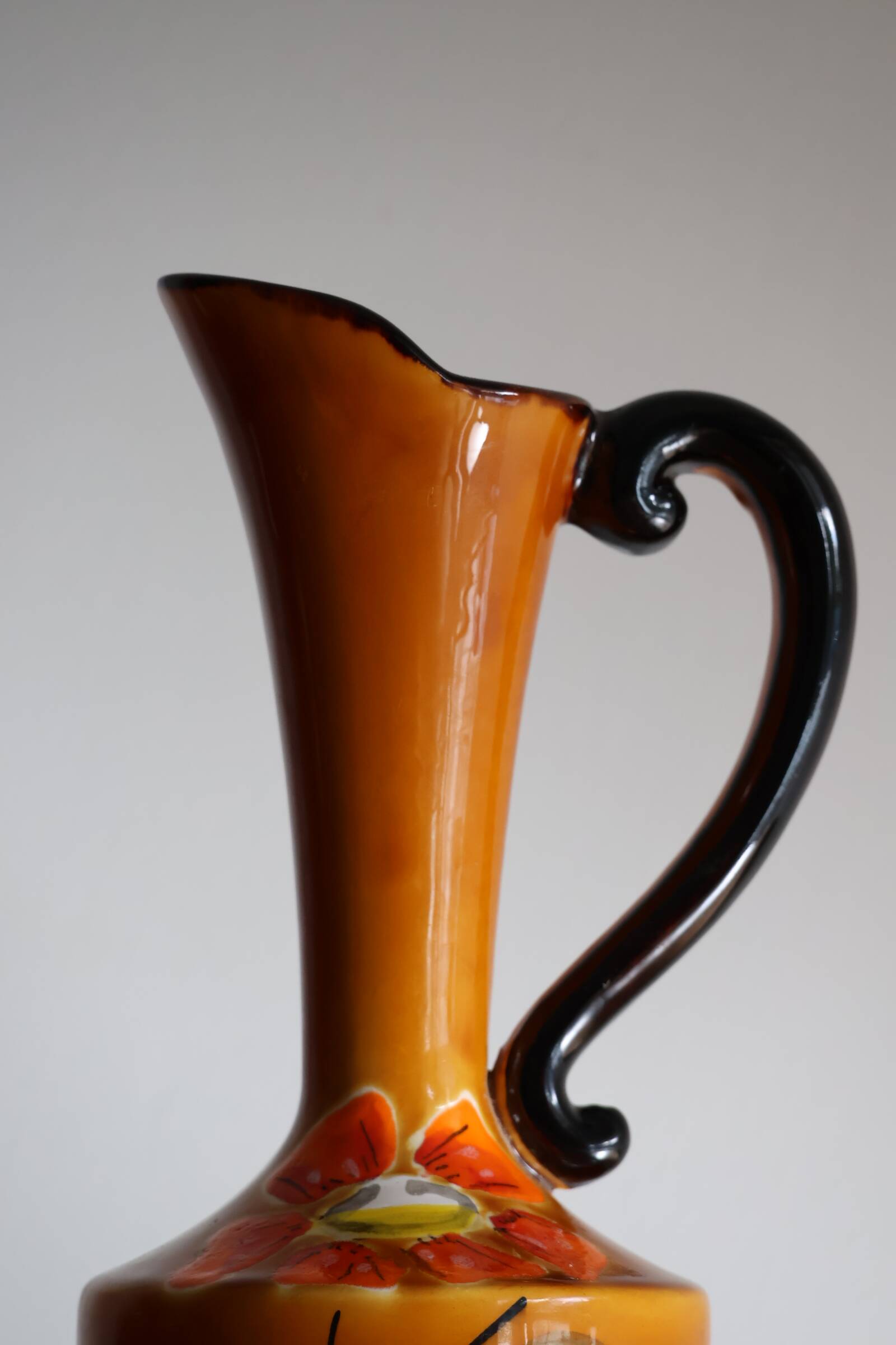Poët-Laval flower vase, "Isabelle" model, in orange ceramic