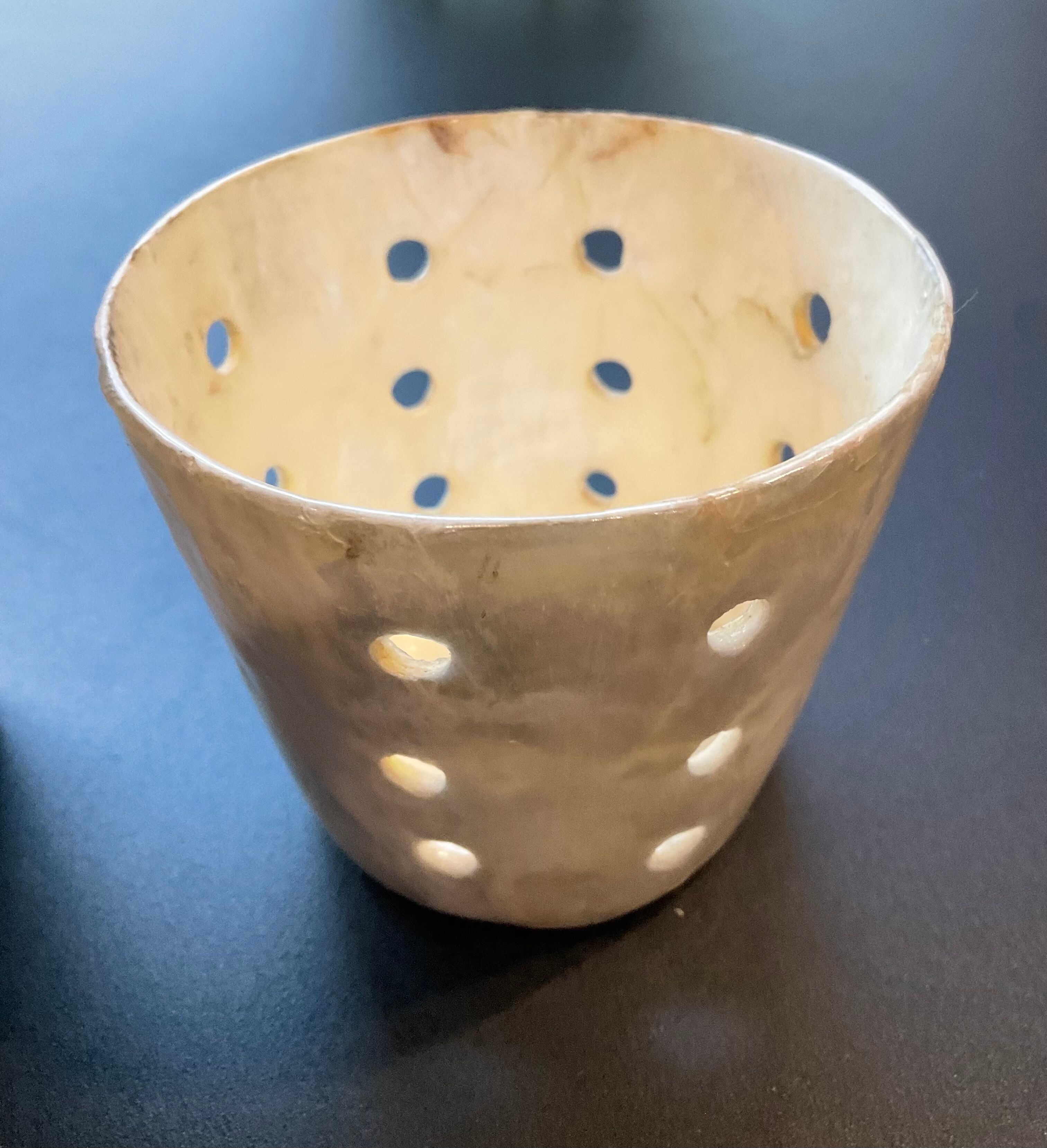 Duo Of 2 vintage mother-of-pearl pot covers