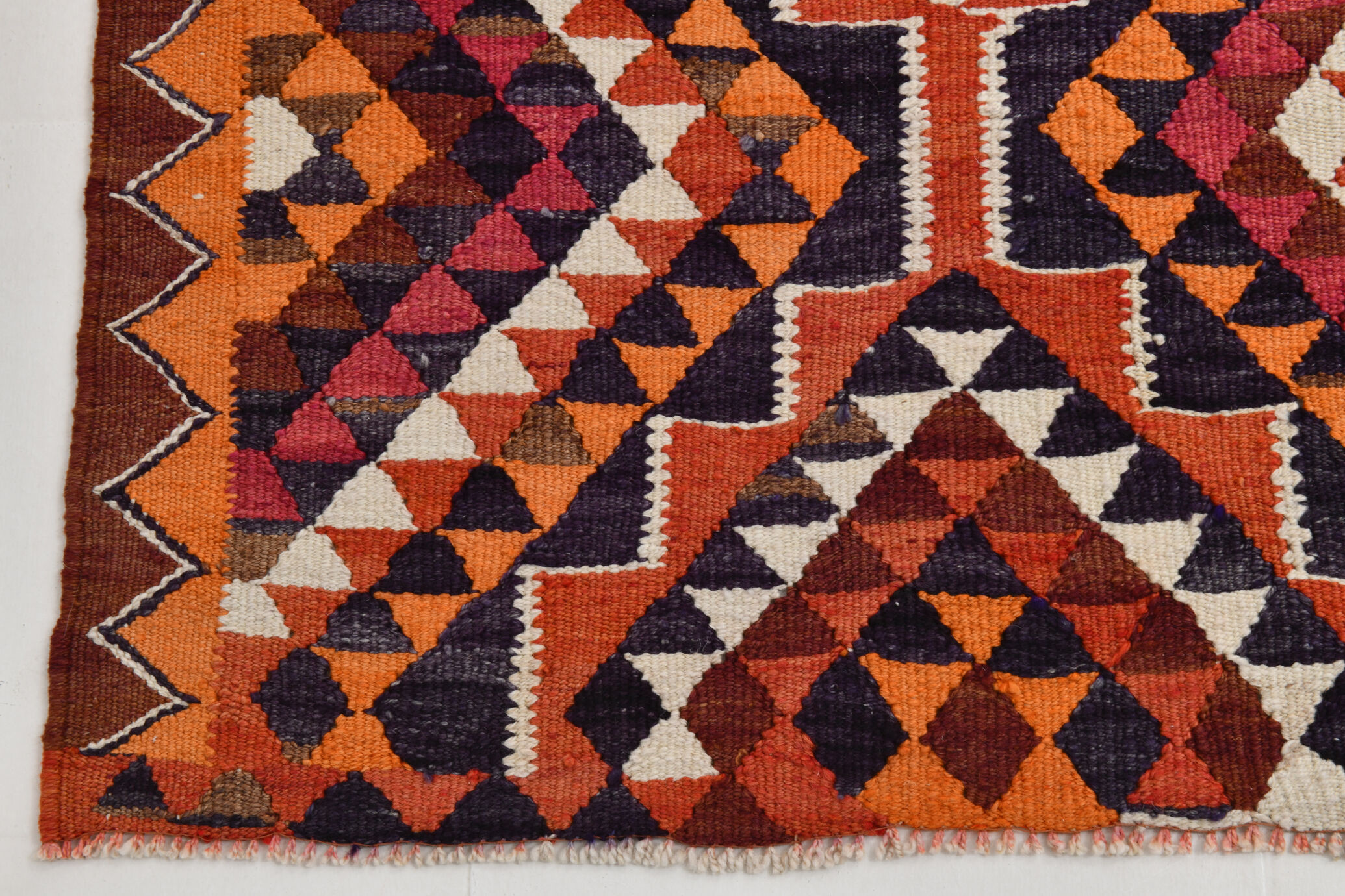 Bold multicolor kilim runner rug,92x395cm