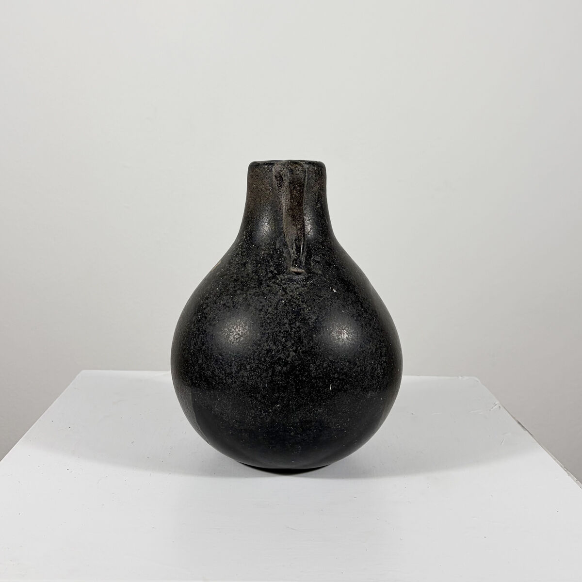 Black Glass Vase by Murano Due