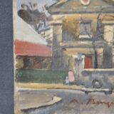 Antoine Burger (1942-2016) L'église - Huile sur toile - Signée