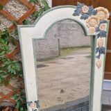 Shabby chic mirror with carved wooden flowers