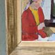 Mid-Century Modern "Window Seat", Swedish Figurative Interior Oil Painting, Framed