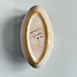 Henriot Quimper sauceboat – flower decoration & lobster-shaped handle